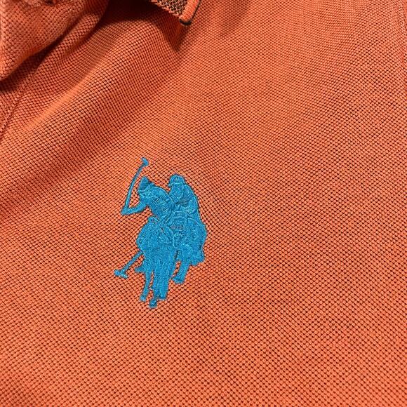 US Polo Assn Orange Embroidered Logo Polo Shirt - Kid's Medium - Short Sleeves - Picture 3 of 6